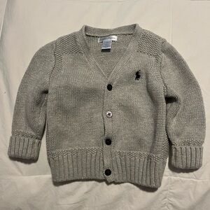 Ralph Lauren Light Gray Baby V-Neck Cardigan 12M